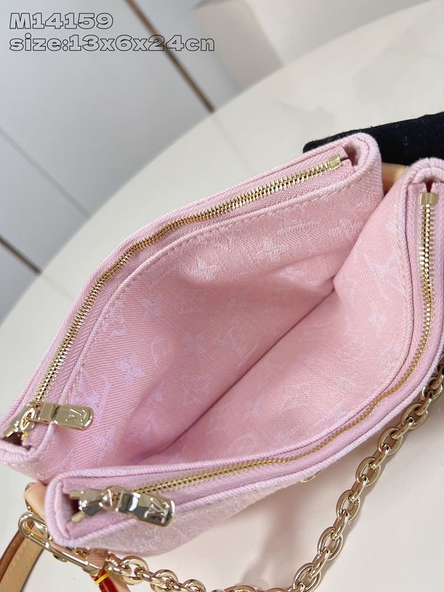 Louis vuitton original denim liv pochette M14159 pink