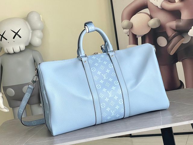 Louis vuitton original taiga calfskin keepall 50 M14122 blue