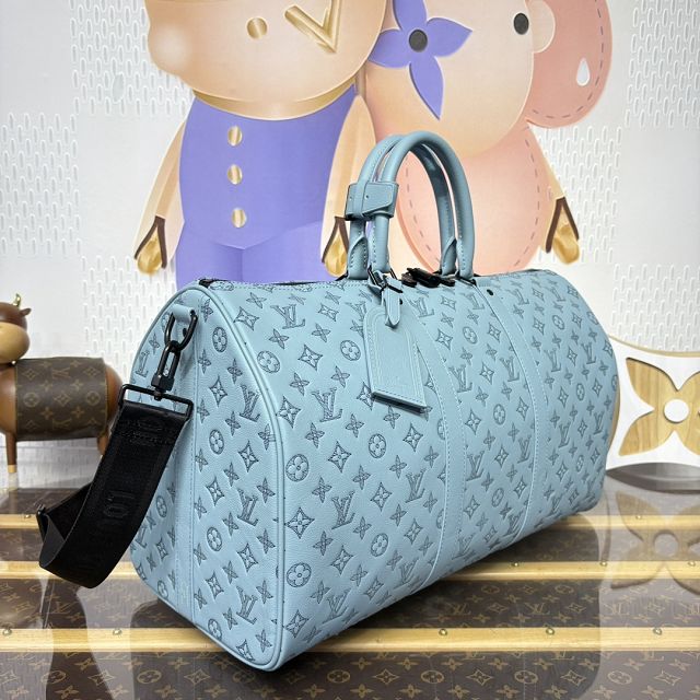 Louis vuitton original calfskin keepall 50 m14842 light blue