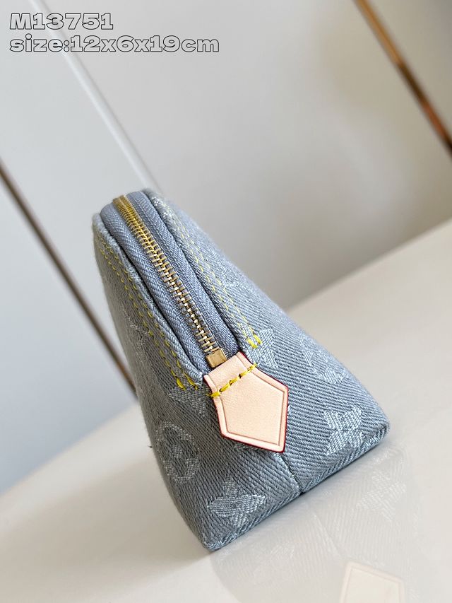 Louis vuitton original denim cosmetic pouch m13751 grey