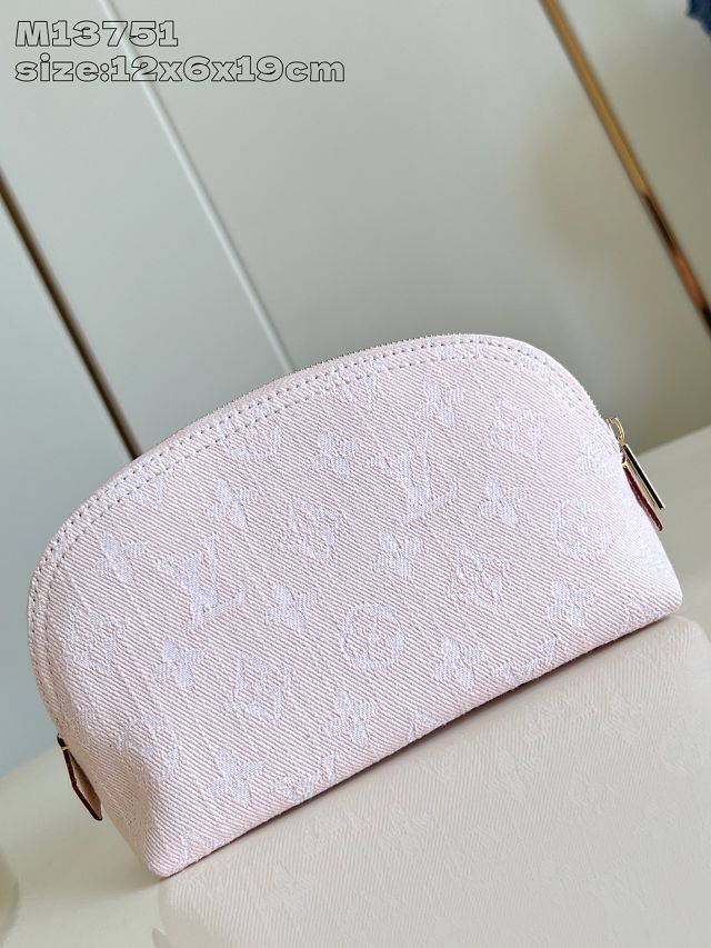 Louis vuitton original denim cosmetic pouch m13751 pink