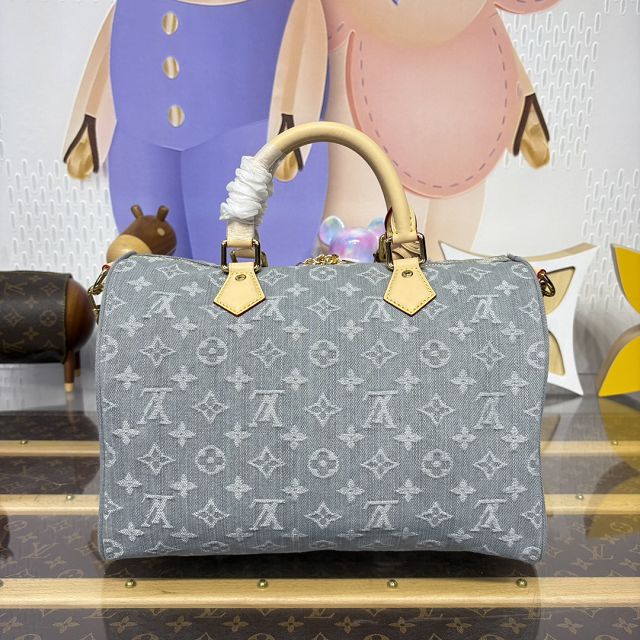 Louis vuitton original denim speedy soft 30 M13344 grey