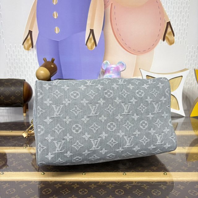Louis vuitton original denim speedy soft 30 M13344 grey