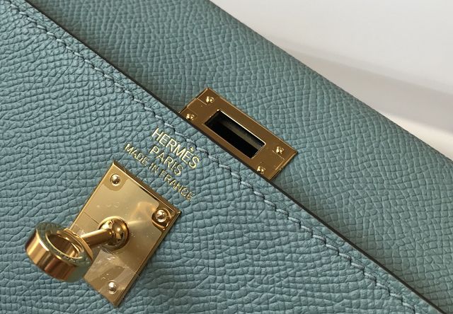 Hermes original epsom leather kelly 25 bag K25-1 ciel