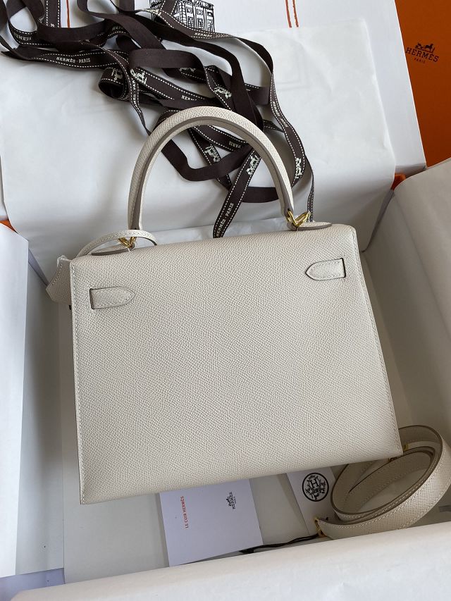 Hermes original epsom leather kelly 25 bag K25-1 craie