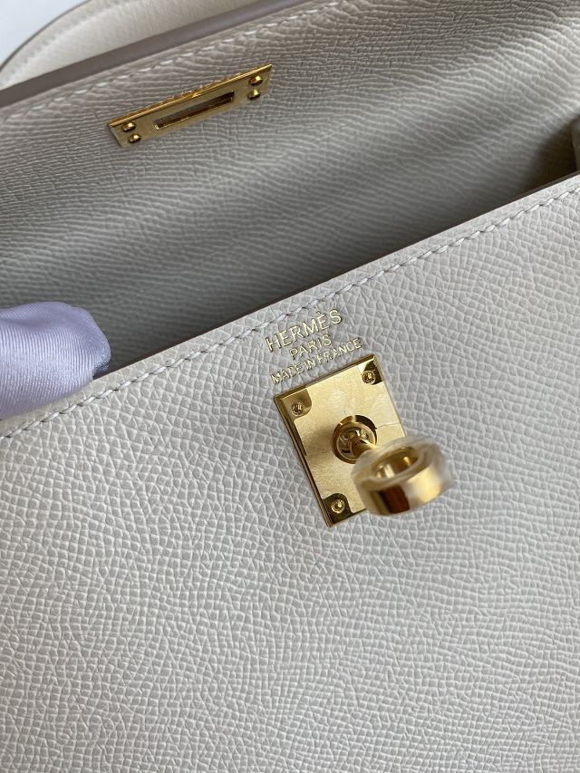 Hermes original epsom leather kelly 25 bag K25-1 craie