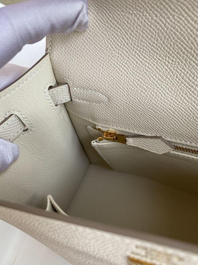 Hermes original epsom leather kelly 25 bag K25-1 craie