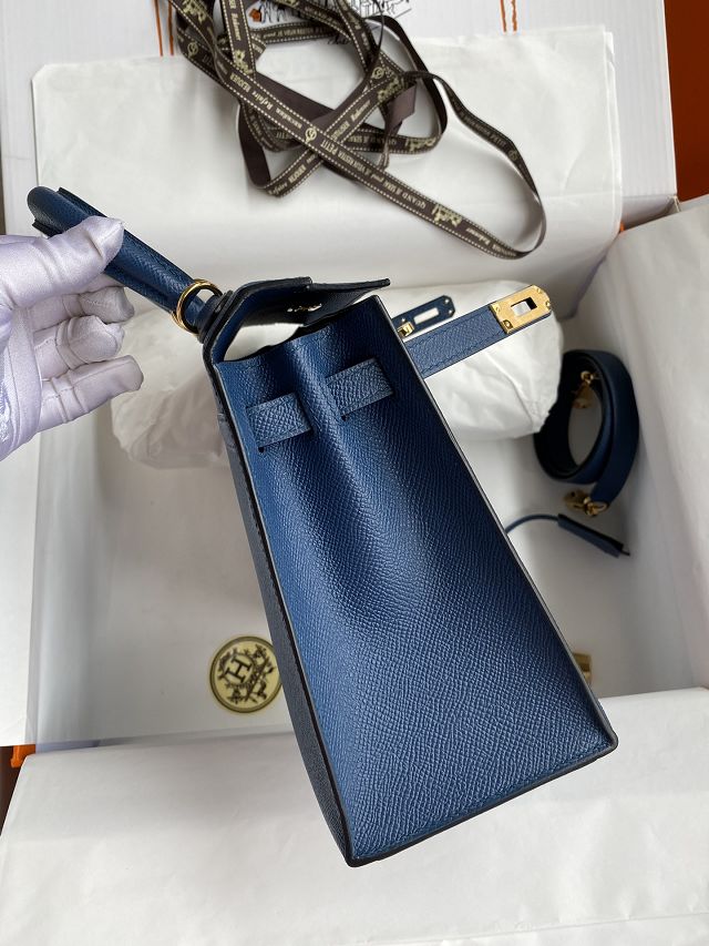 Hermes original epsom leather kelly 28 bag K28-2 deep blue