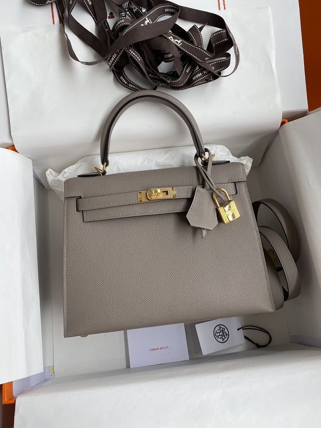 Hermes original epsom leather kelly 28 bag K28-2 grey asphalte