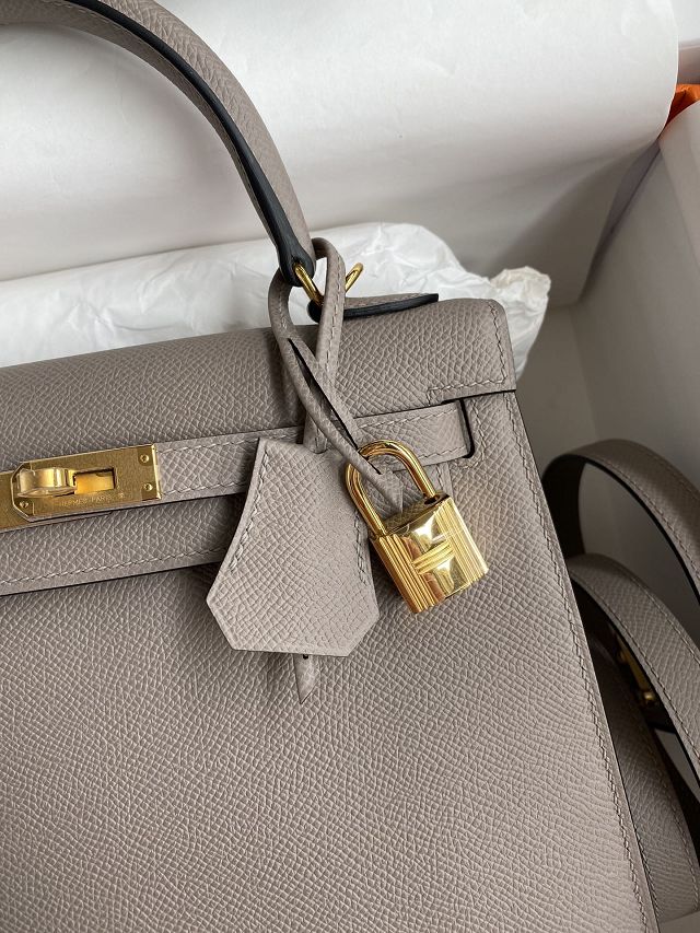Hermes original epsom leather kelly 28 bag K28-2 grey asphalte