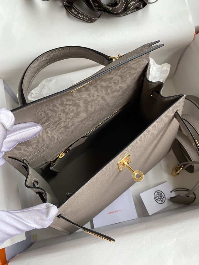 Hermes original epsom leather kelly 28 bag K28-2 grey asphalte