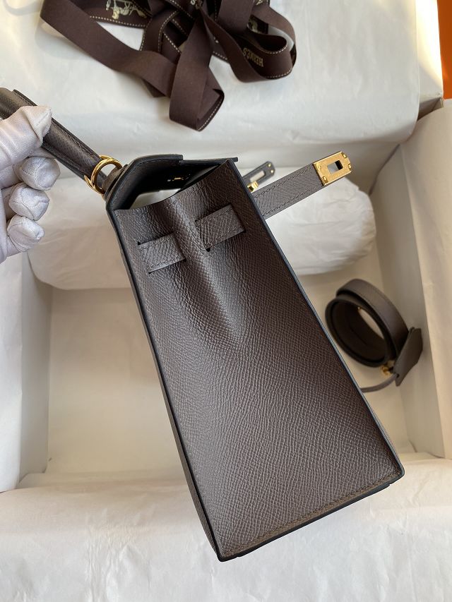 Hermes original epsom leather kelly 32 bag K32-1 grey etain 
