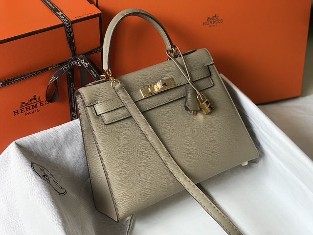 Hermes original epsom leather kelly 25 bag K25-1 grey tourterelle	