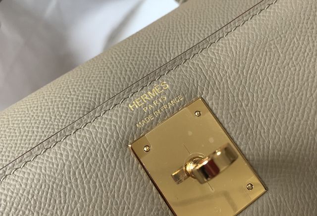 Hermes original epsom leather kelly 25 bag K25-1 grey tourterelle	