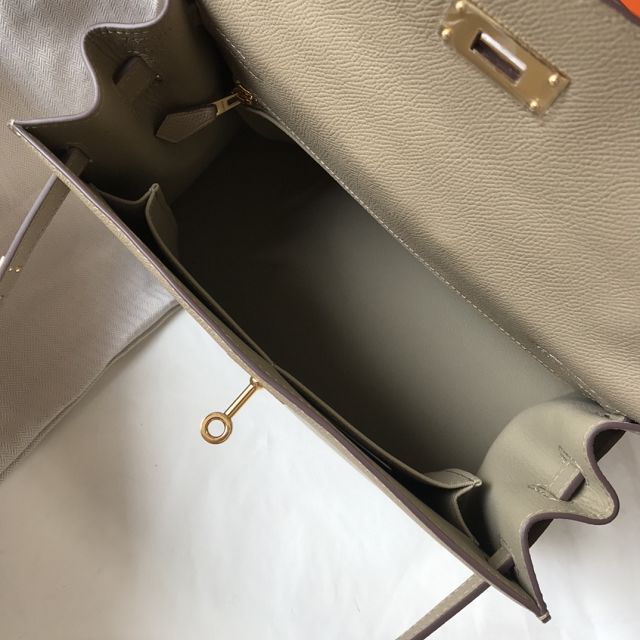 Hermes original epsom leather kelly 25 bag K25-1 grey tourterelle	
