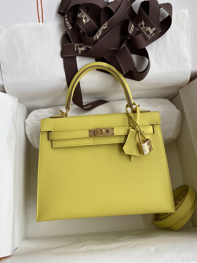 Hermes original epsom leather kelly 25 bag K25-1 lime