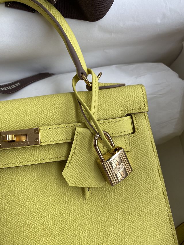 Hermes original epsom leather kelly 25 bag K25-1 lime