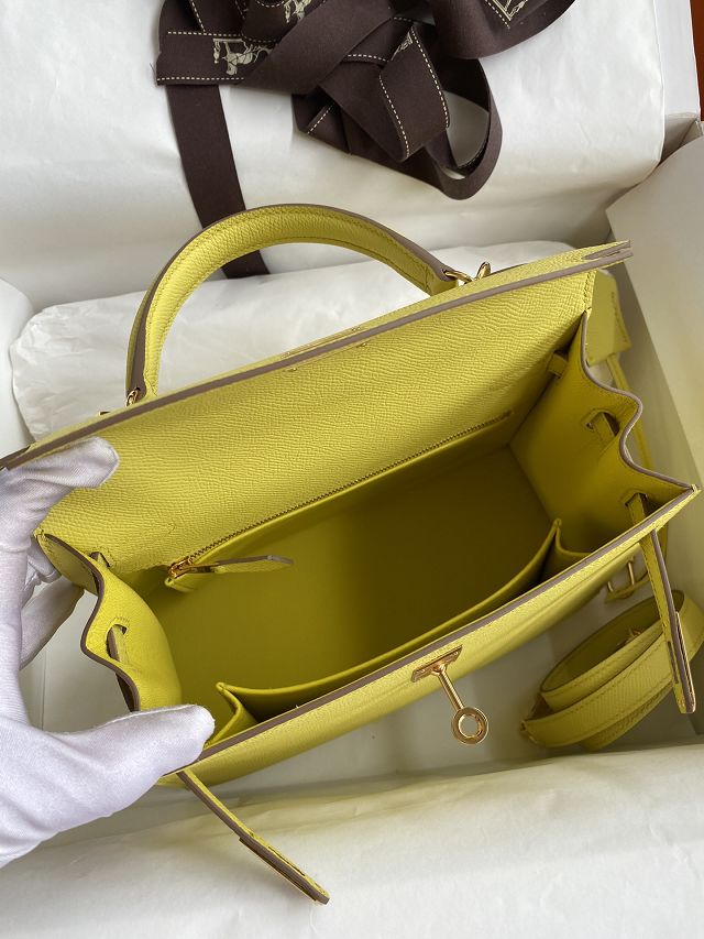 Hermes original epsom leather kelly 25 bag K25-1 lime