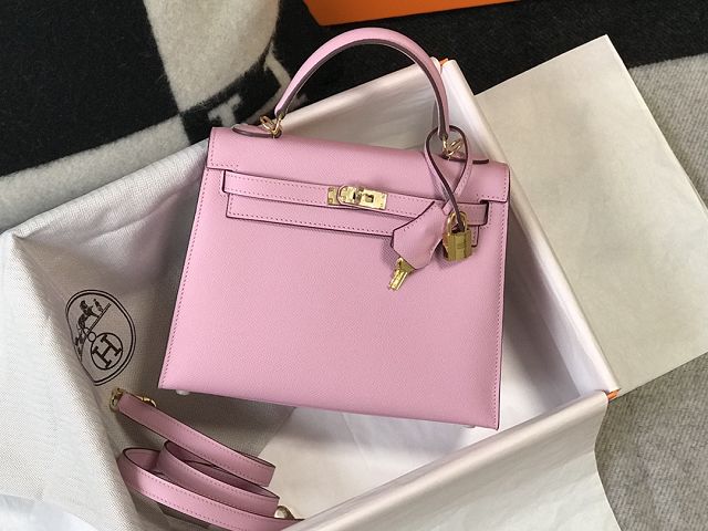 Hermes original epsom leather kelly 28 bag K28-2 mauve sylvestre