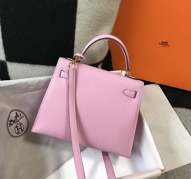 Hermes original epsom leather kelly 28 bag K28-2 mauve sylvestre