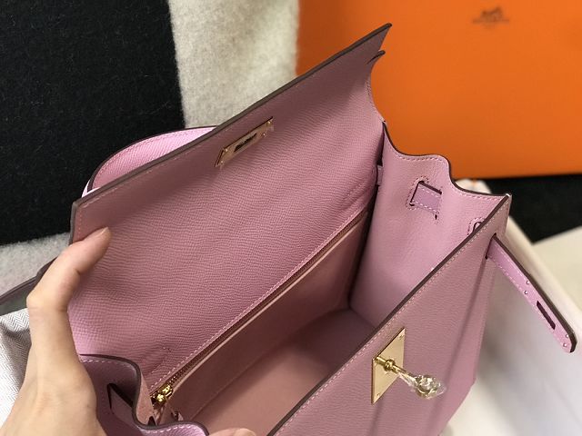 Hermes original epsom leather kelly 28 bag K28-2 mauve sylvestre
