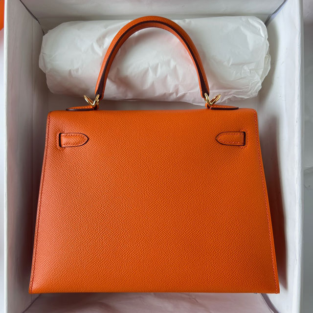 Hermes original epsom leather kelly 25 bag K25-1 orange
