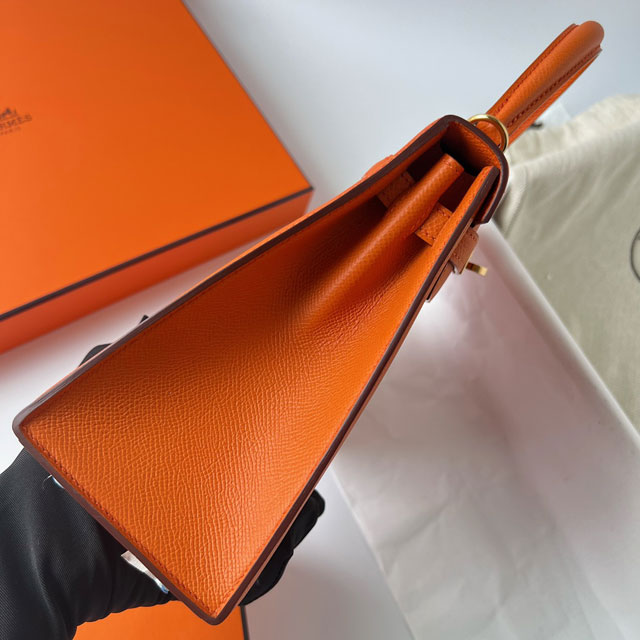 Hermes original epsom leather kelly 25 bag K25-1 orange