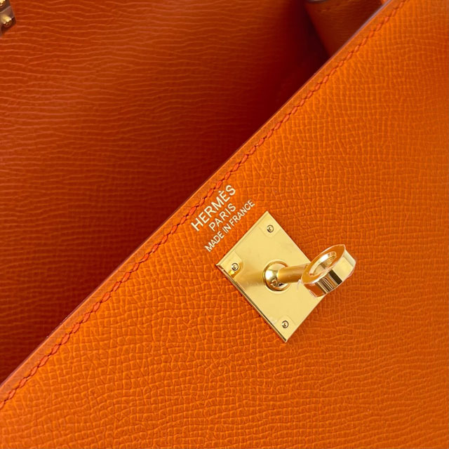 Hermes original epsom leather kelly 25 bag K25-1 orange