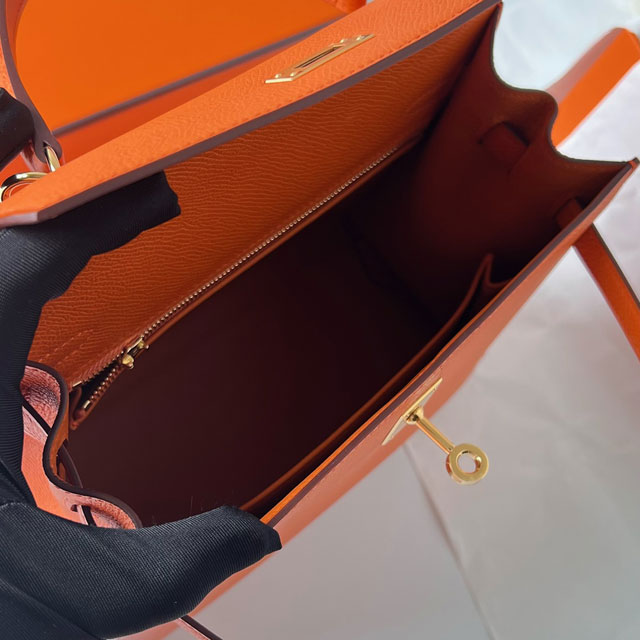 Hermes original epsom leather kelly 25 bag K25-1 orange
