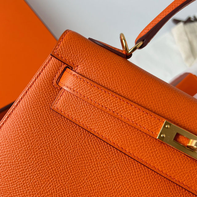 Hermes original epsom leather kelly 25 bag K25-1 orange