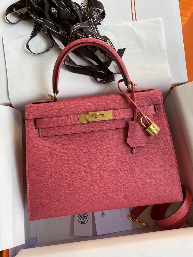 Hermes original epsom leather kelly 25 bag K25-1 rose lipstick