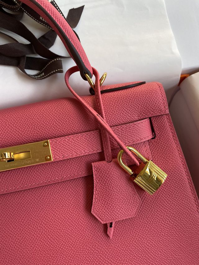 Hermes original epsom leather kelly 25 bag K25-1 rose lipstick