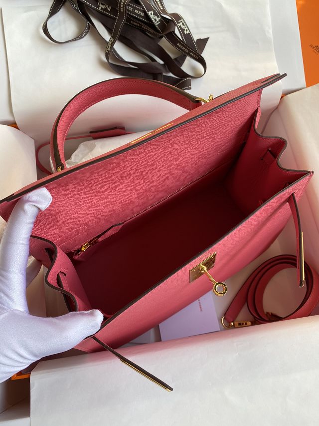 Hermes original epsom leather kelly 25 bag K25-1 rose lipstick
