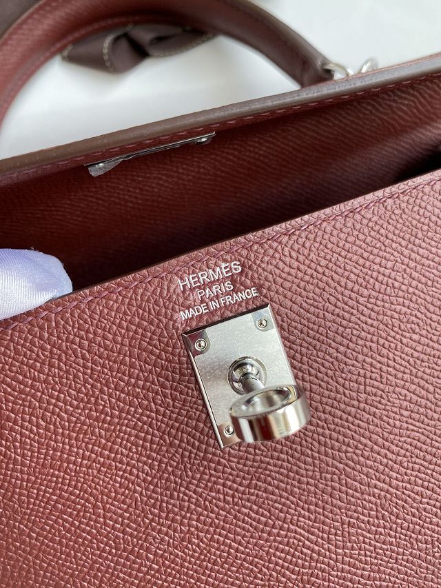 Hermes original epsom leather kelly 25 bag K25-1 rouge H