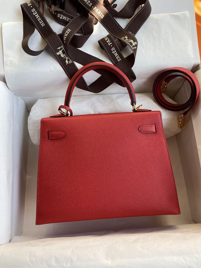Hermes original epsom leather kelly 25 bag K25-1 rouge casaque