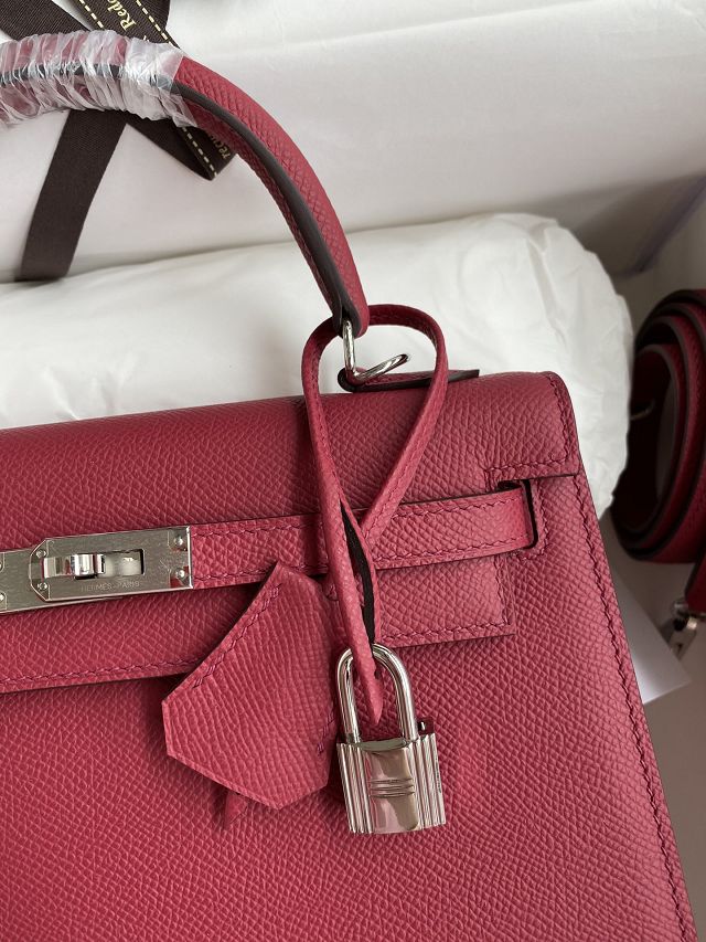 Hermes original epsom leather kelly 28 bag K28-2 ruby