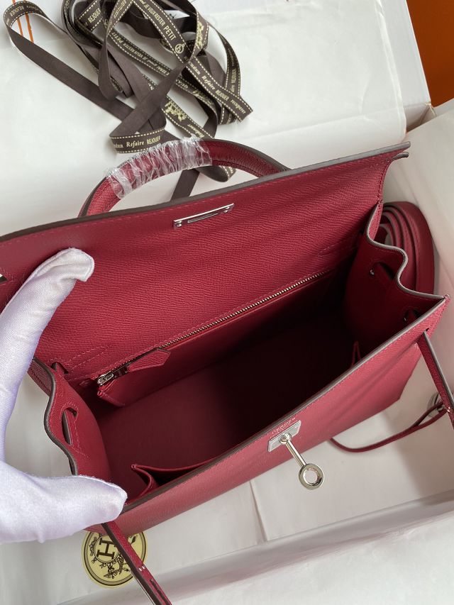 Hermes original epsom leather kelly 28 bag K28-2 ruby