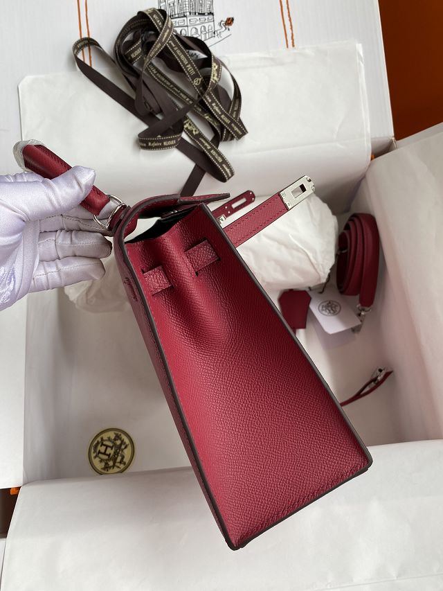 Hermes original epsom leather kelly 28 bag K28-2 ruby
