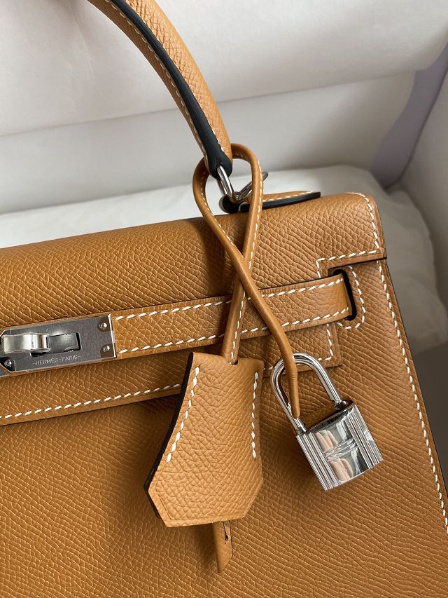 Hermes original epsom leather kelly 32 bag K32-1 toffe