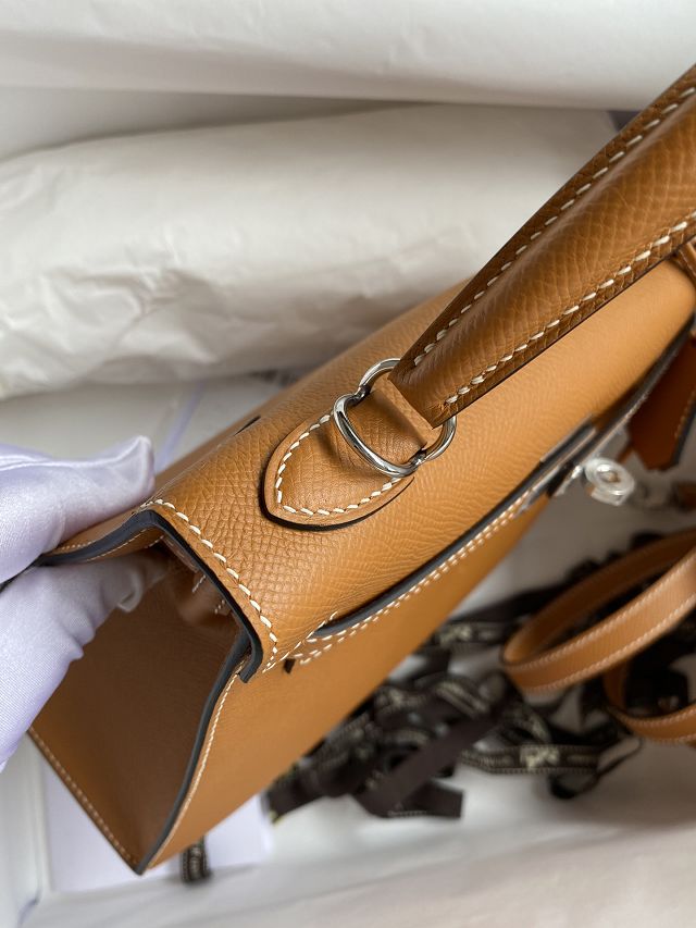 Hermes original epsom leather kelly 32 bag K32-1 toffe