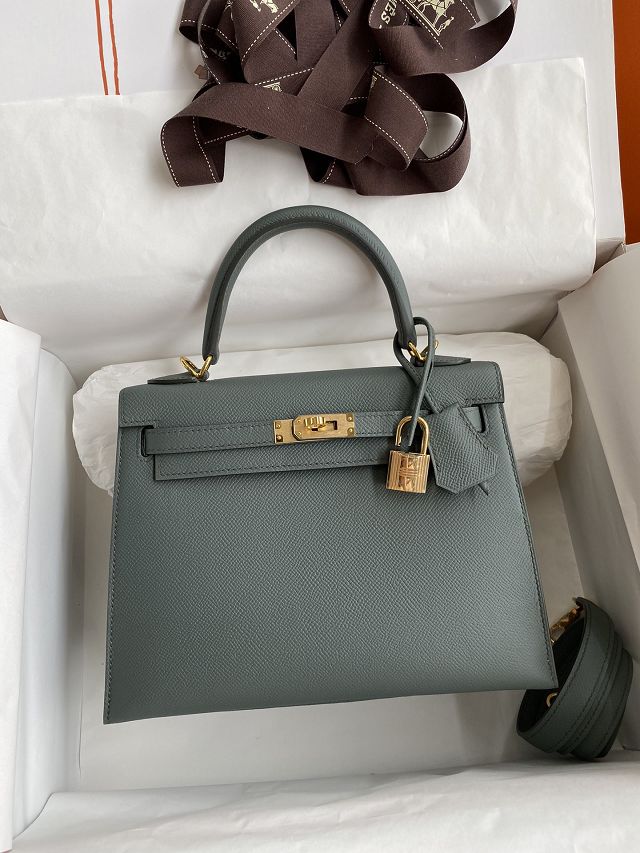 Hermes original epsom leather kelly 28 bag K28-2 vert amande	