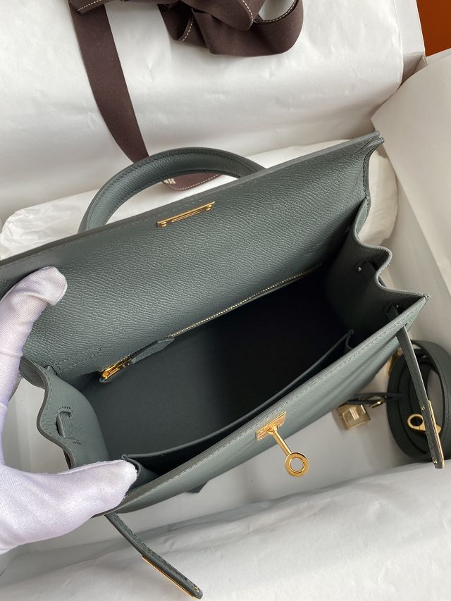 Hermes original epsom leather kelly 28 bag K28-2 vert amande	