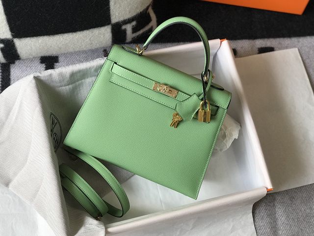 Hermes original epsom leather kelly 25 bag K25-1 vert criquet