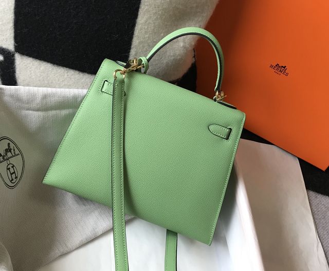 Hermes original epsom leather kelly 25 bag K25-1 vert criquet