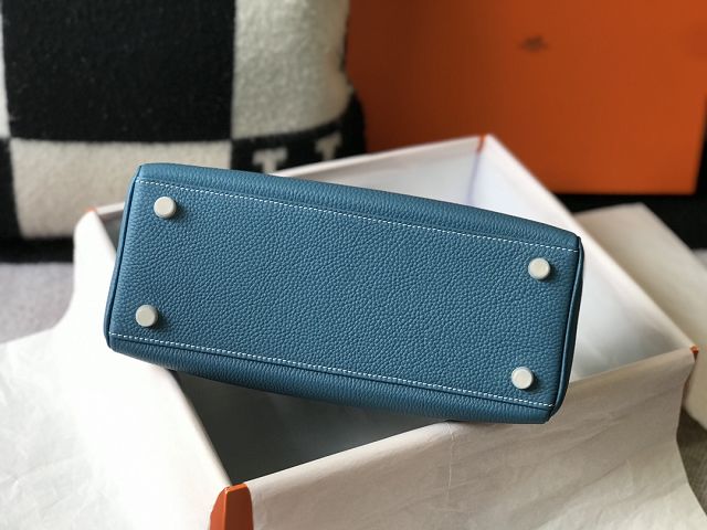 Hermes original togo leather kelly 25 bag K25 blue jean