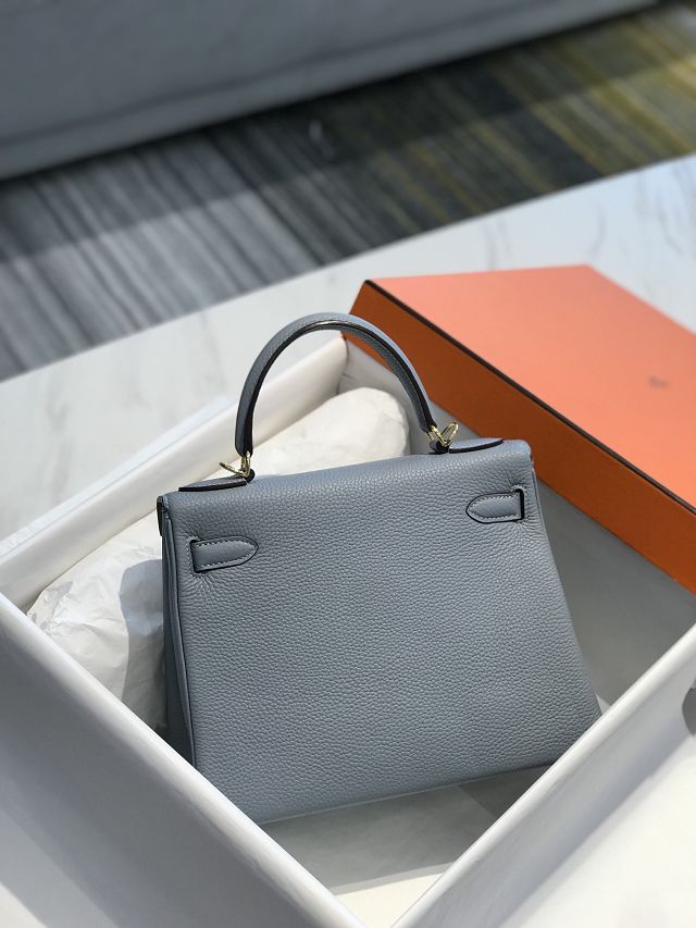 Hermes original togo leather kelly 32 bag K32-1 blue lin