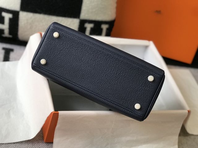 Hermes original togo leather kelly 25 bag K25 blue sapphire