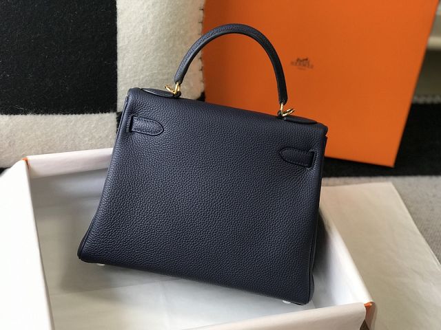 Hermes original togo leather kelly 25 bag K25 blue sapphire