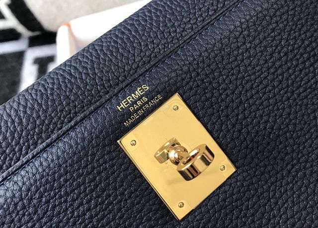 Hermes original togo leather kelly 25 bag K25 blue sapphire