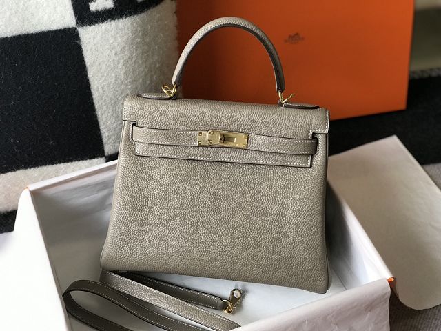 Hermes original togo leather kelly 32 bag K32-1 grey tourterelle